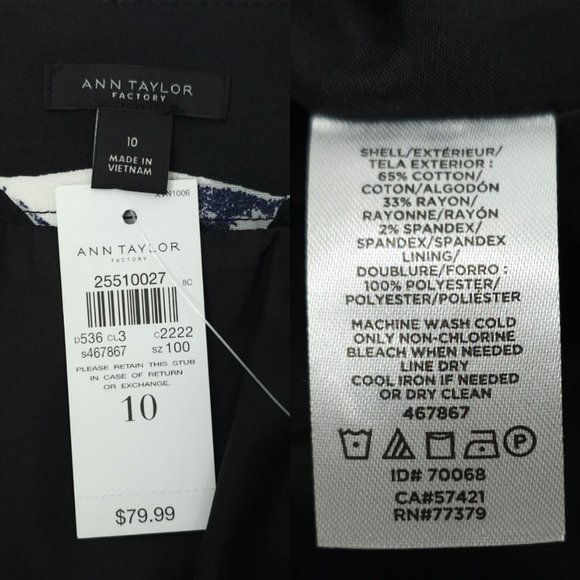 Ann Taylor Factory Floral Pencil Skirt Womens Sz 10 Black Pink Back Zip Slit NEW - Picture 7 of 16